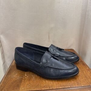 Vintage Diana‎ Ferrari Size 7.5 Soft Gothic Leather Slip On Comfort Shoes Tassel
